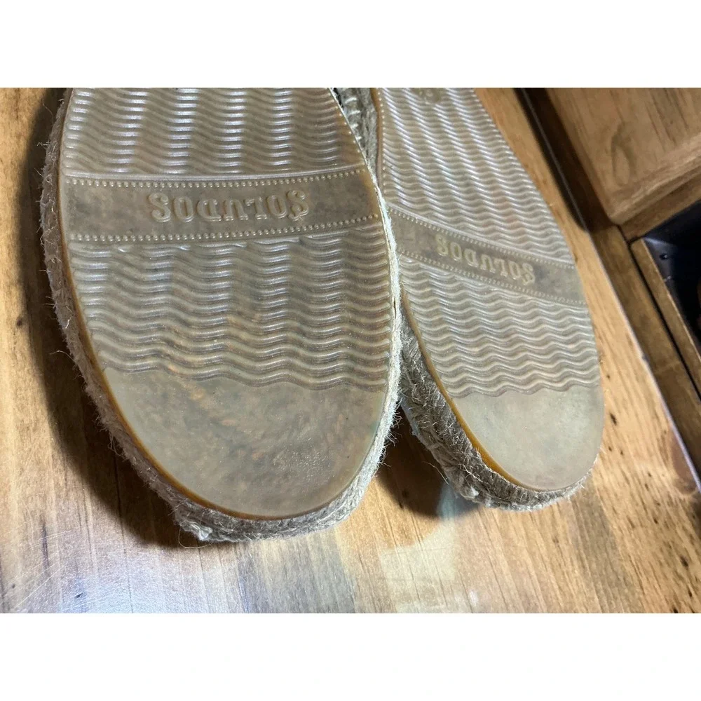 Soludos Pebbled Leather Espadrille Mules Size 8.5 White